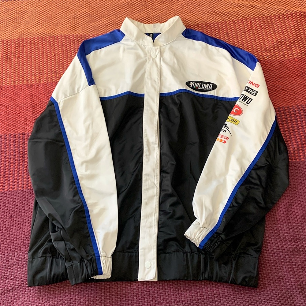 DIVIDED H&M SIZE S Oversized Printed Racer Jacket